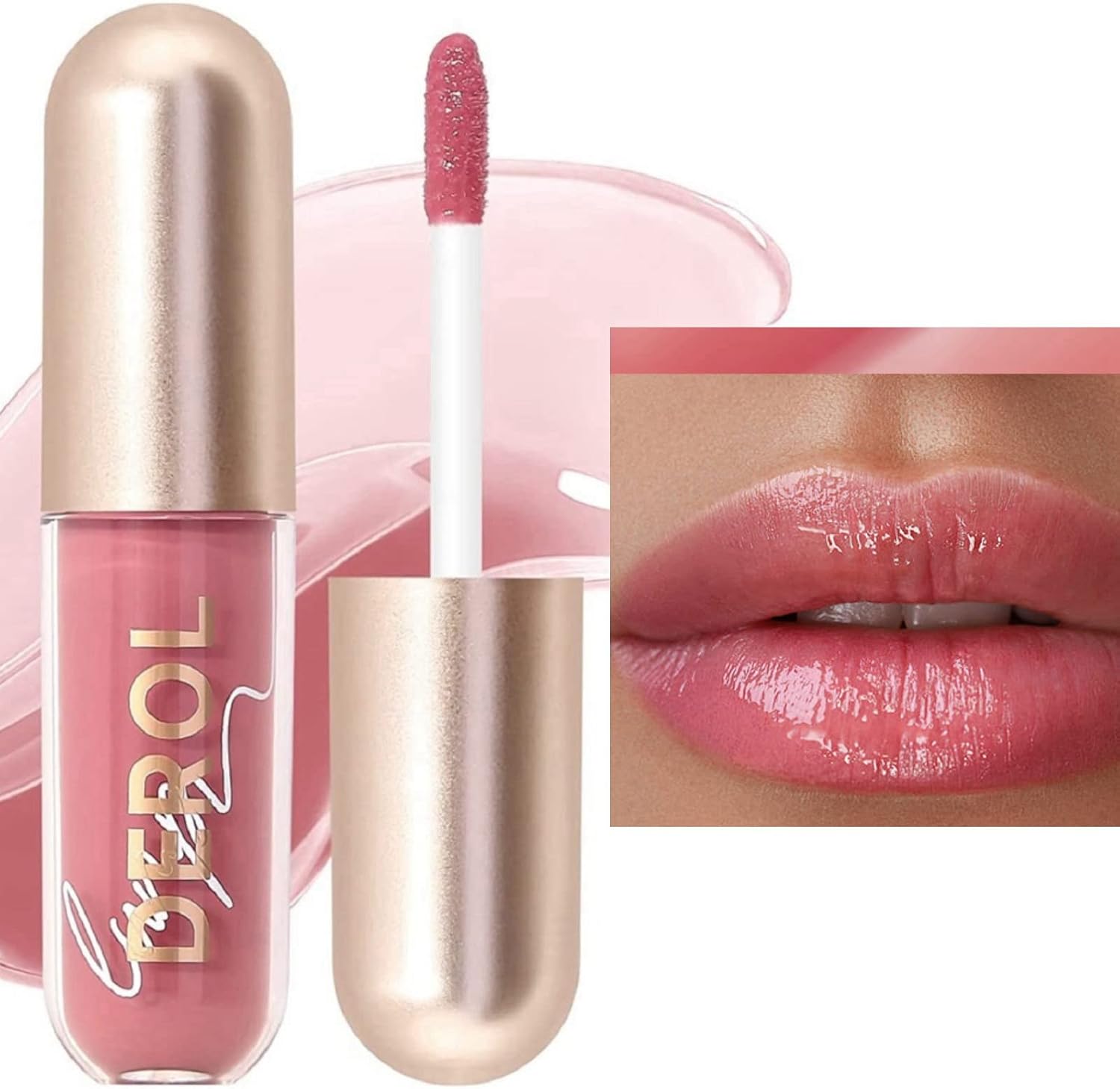 Plumping Lip Gloss,Tinted Lip Balm,Lip Stain Tint,Waterproof Long Lasting Lipstick,lip gloss,Ginger Lip Plumper for Women Nourishing Soft and Full Lips, Clear Lip Gloss Liquid Blush(#02)