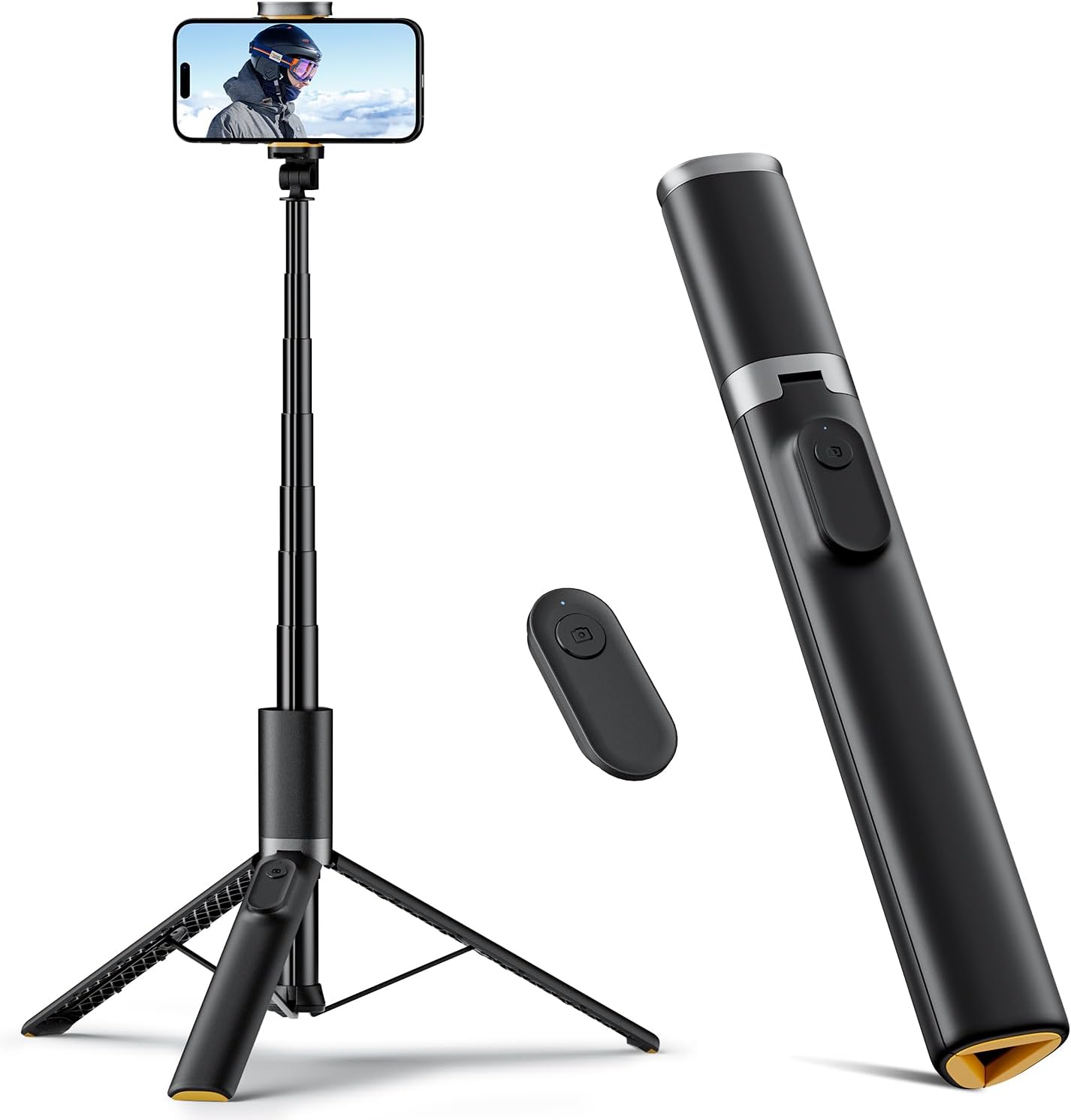 TODI 63" Phone Tripod, Tripod for iPhone & Portable Selfie Stick Tripod with Remote, Phone Tripod Stand for Video Recording, Travel Tripod for Cell Phone Tripod Compatible with iPhone 15/14/13/Android