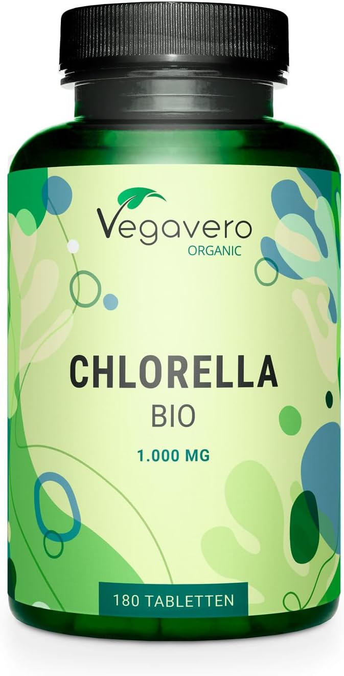 Vegavero Organic Chlorella Broken Cell Wall 3000 mg | NO Additives, Lab-Tested | 180 Tablets | Pure Powder | Vegan