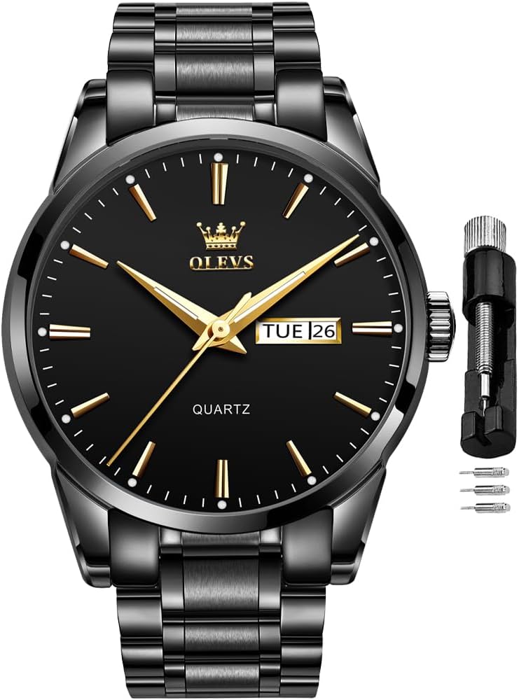 OLEVS Watch for Men Business Dress Diamond Analog Quartz Date Luxury Classic Stainless Steel Waterproof Luminous Two Tone Wrist Watch