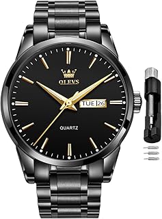 OLEVS Watch for Men Business Dress Diamond Analog Quartz Date Luxury Classic Stainless Steel Waterproof Luminous Two Tone Wrist Watch
