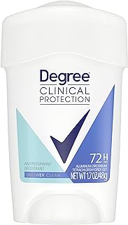 Degree Clinical Protection Antiperspirant Deodorant 72-Hour Sweat & Odor Protection Shower Clean Antiperspirant for Women 1.7 oz