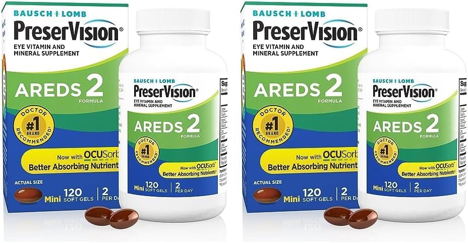 PreserVision AREDS 2 Eye Vitamin & Mineral Supplement, Contains Lutein, Vitamin C, Zeaxanthin, Zinc & Vitamin E, 120 Softgels (Packaging May Vary) (Pack of 2)