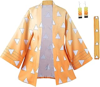 Haydory Women Kochou Shinobu/Agatsuma Zenitsu/Rengoku Kyoujurou Cloak Cosplay Costume Kimono Cape Robe Halloween Suit Adult