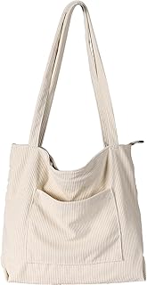 WantGor Women Corduroy Tote Bag, Large Shoulder Hobo Bags Casual Handbags Big Capacity Shopping Work Bag