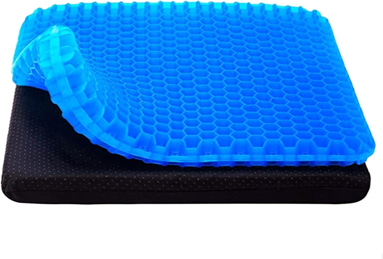 Gel Seat Cushion, 42x36x3.5cm Honeycomb Design Double Thick Gel Cushion with Relieving Back coccyx Pain Pressure & Cool Seats Cushions for Home Office Chair Car Wheelchair Sitting Seat Cushions, Blue
