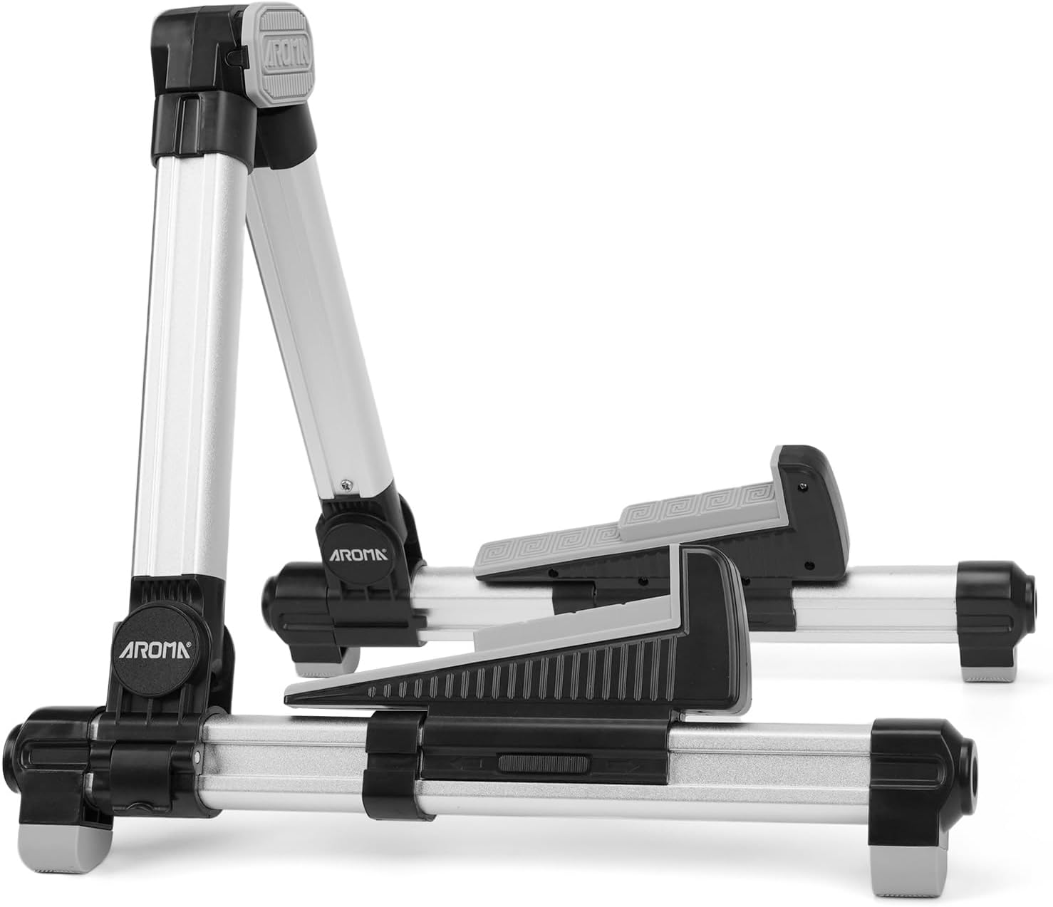 AROMA Foldable Guitar Stand Floor With Adjustable Tray and Backrest Folding Instrument Stand for Guitars Basses Easy to Carry