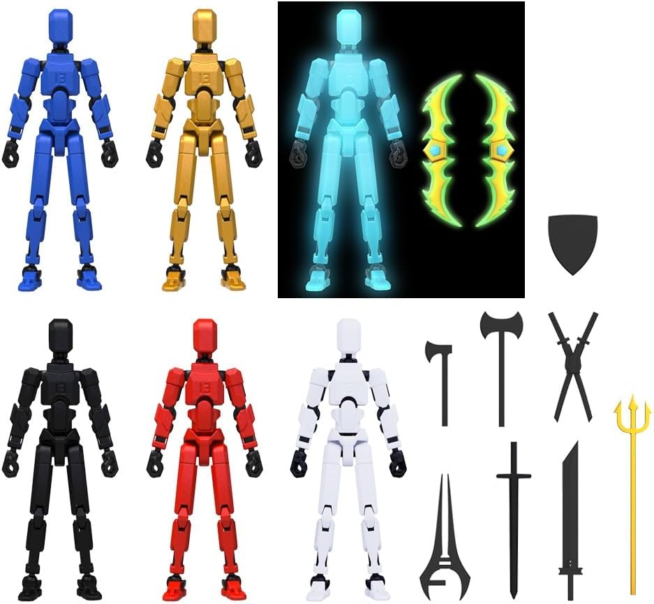 MerryXD 6 Pack Assembly Completed T13 Action Figure,Dummy Nova Titan Lucky 13 Action Figure 3D Printed Multi-Jointed Movable Toy