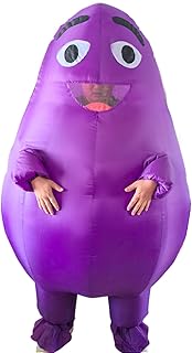 Mr.Ma Rich Inflatable Costume Adult, Purple Eggplant Halloween Mascot Costume