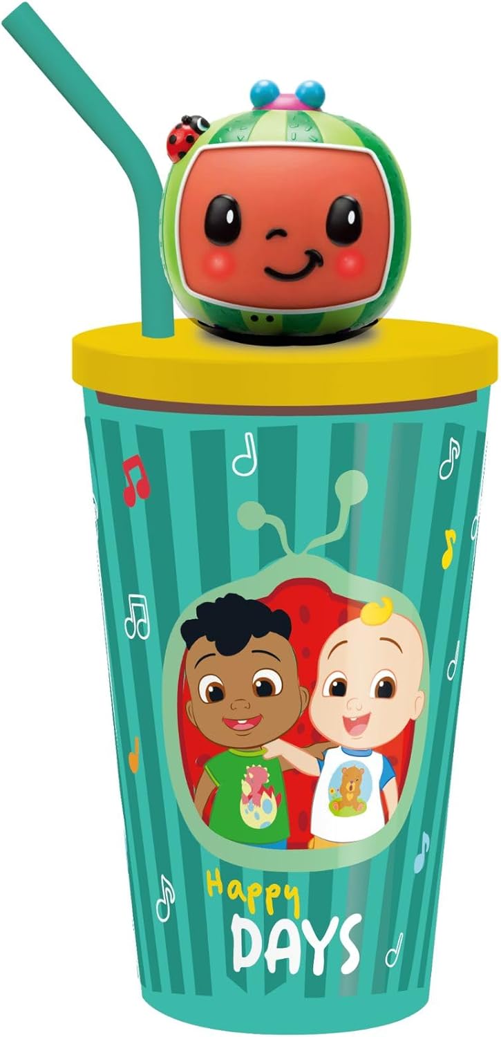 HOX Cocomelon 3D Heads Sipper Drinks Cup | Eco Friendly BPA - Free Plastic & Spill-Resistant School Water Sipper with Removable Straw | Gift for Cocomelon Fan | Officially Licensed Merchandise