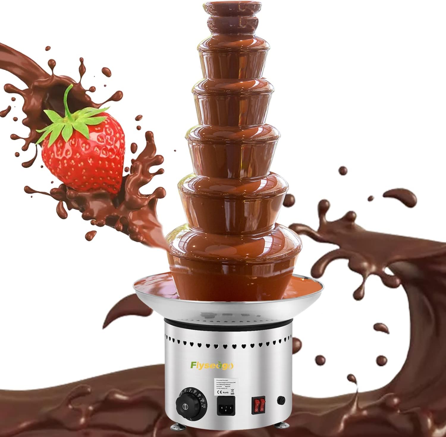 Commercial Chocolate Fountain 6 Layers 19Lbs Large Chocolate Fondue Tower Stainless Steel Hot Chocolate Waterfall for Nacho Cheese Knob Control