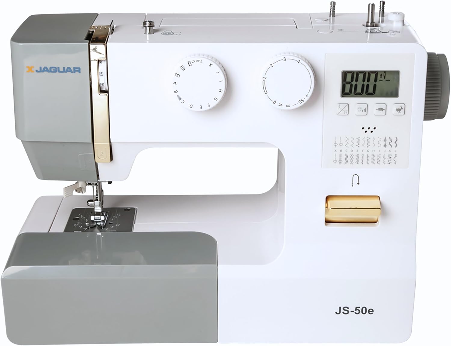 Jaguar JS-50e Sewing Machine – 100W Power Servo Motor, LED Screen, Voice Feedback, 24 Built-In Stitches – Entry-Level Heavy-Duty Machine for Thick & Thin Fabrics, Perfect for Beginners & Experts!
