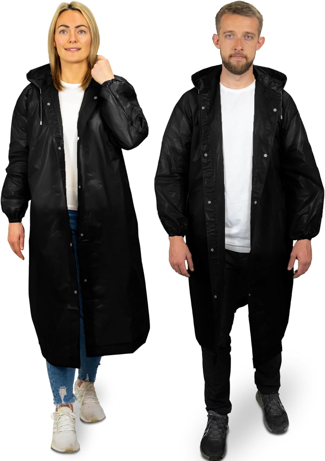 REDSTAR 2 Pack of Rain Ponchos - Long Rain Poncho Waterproof Adult Raincoats with Hood - Reusable Rain Coats for Women or Rain Coats for Men - Packable Rain Jacket for Festival Accessories