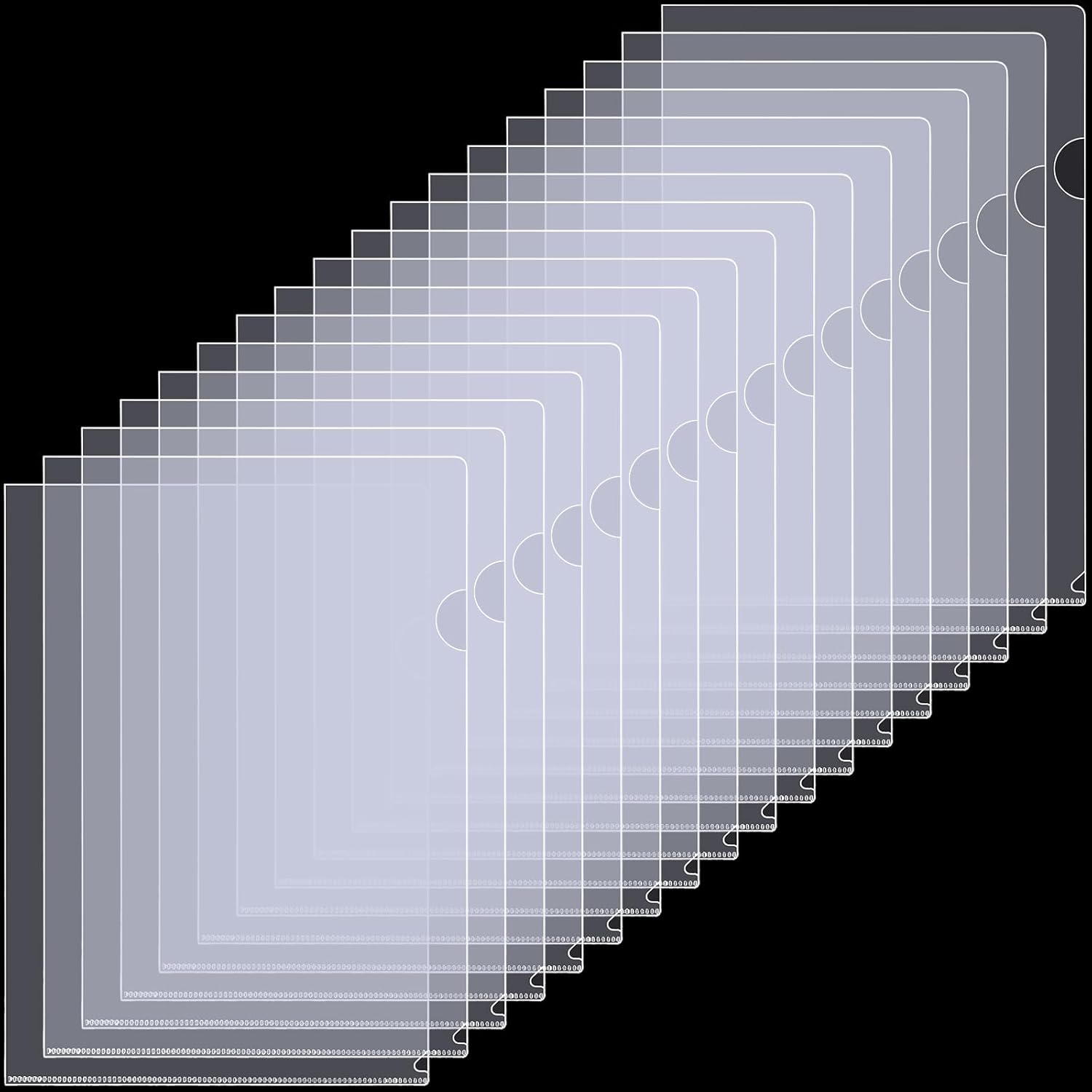 18 Pack Clear Plastic Document Folders for A4/Letter Size Paper, L-Type Project Pockets for Office & School