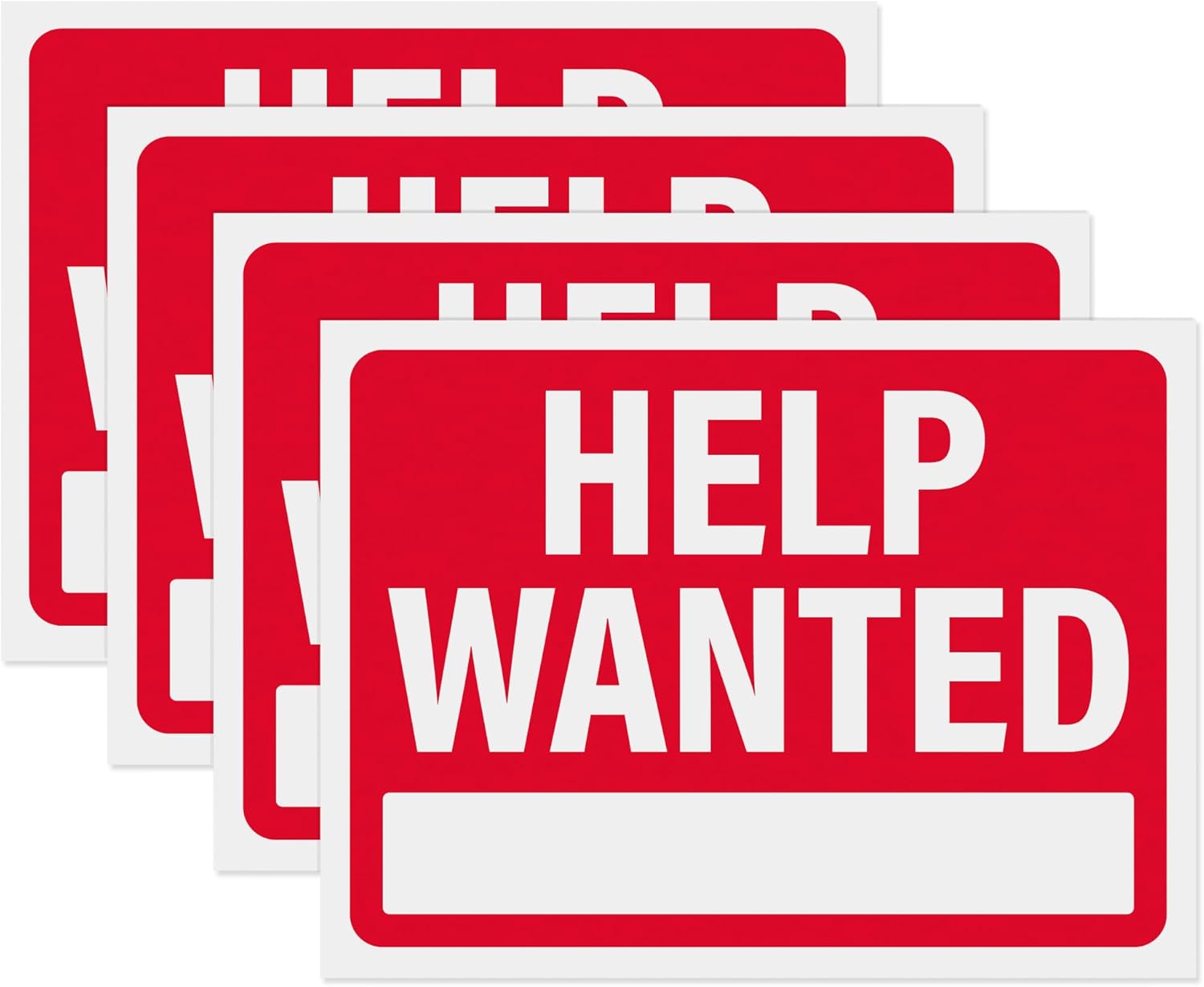 Help Wanted Signs 12x9, Plastic Signs for Businesses Now Hiring, Waterproof Plastic (Pack of 4)