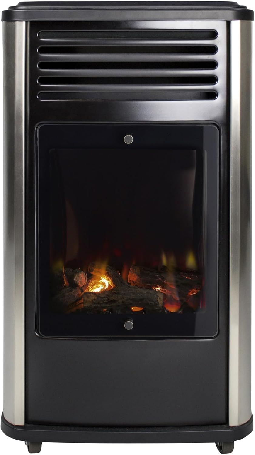 Manhattan real flame Log effect calor gas mobile portable heater