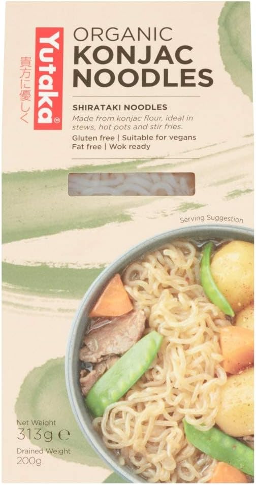 Yutaka Organic Konjac Noodles 313g (Pack of 6), Authentic Japanese Shirataki Noodles, Low Calorie, Gluten-Free & Keto-Friendly, Vegan & Fat-Free, Ideal for Stir-Fries, Soups & Healthy Asian Recipes