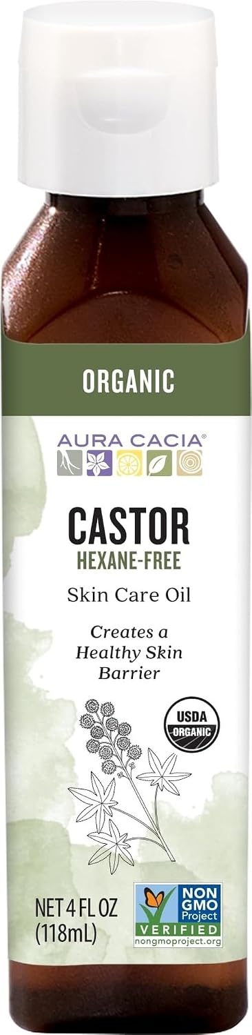 Aura Cacia Organic Castor Skin Care Oil | GC/MS Tested for Purity | 118ml (4 fl. oz.)