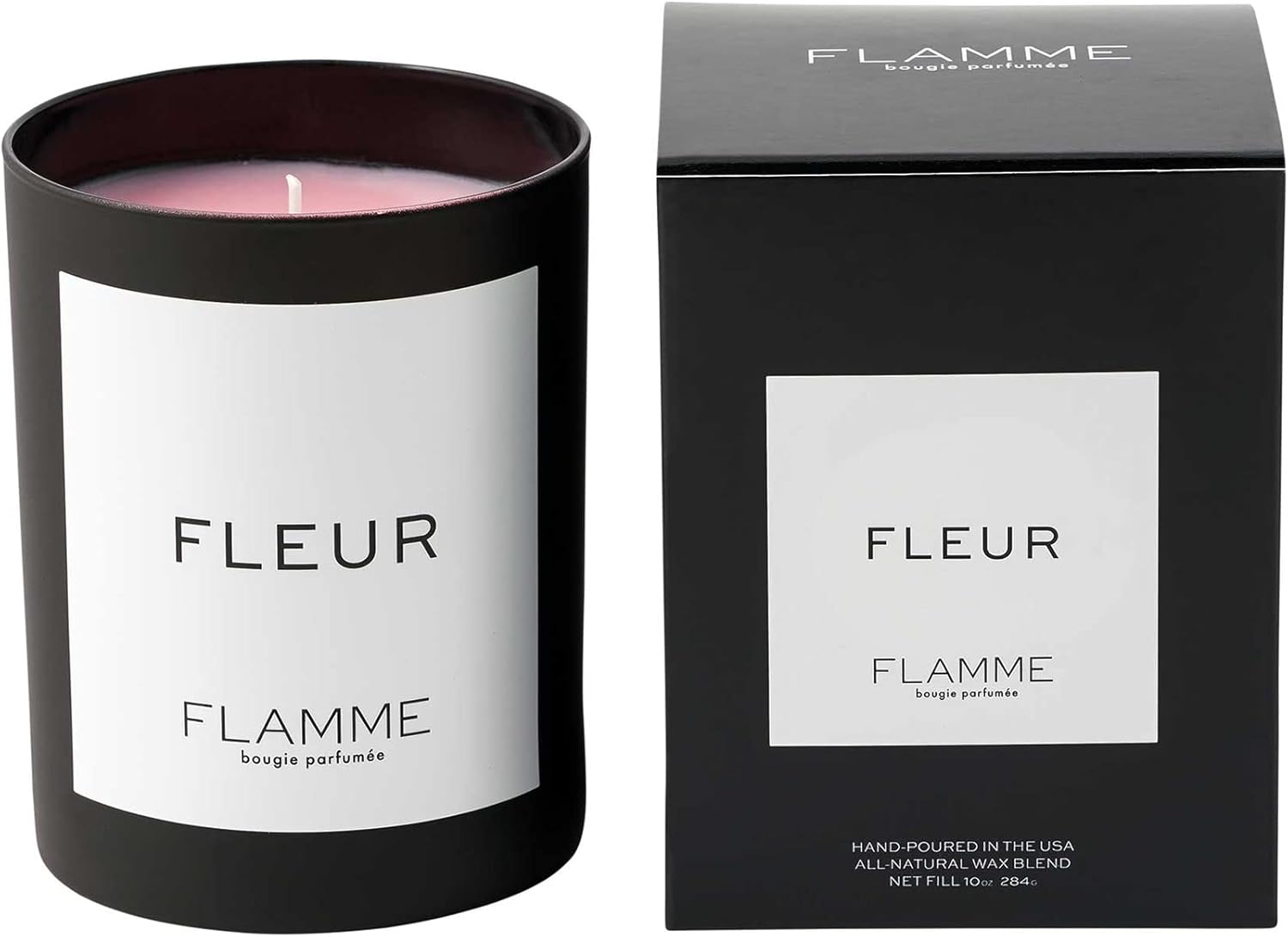 Fleur | Peony & Blush Suede Scent | 10 oz | 60 Hour Burn Time | Luxury Candle with Colored Wax | All Natural Soy