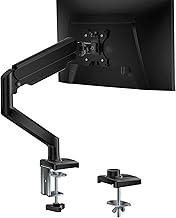 WALI Single Monitor Mount, Gas Spring Monitor Arm for 17-34 inch Screens, Adjustable Computer Monitor Stand up to 26.4lbs, with Clamp and Grommet Base, Mounting Holes 75 and 100mm (GSMP001N), Black