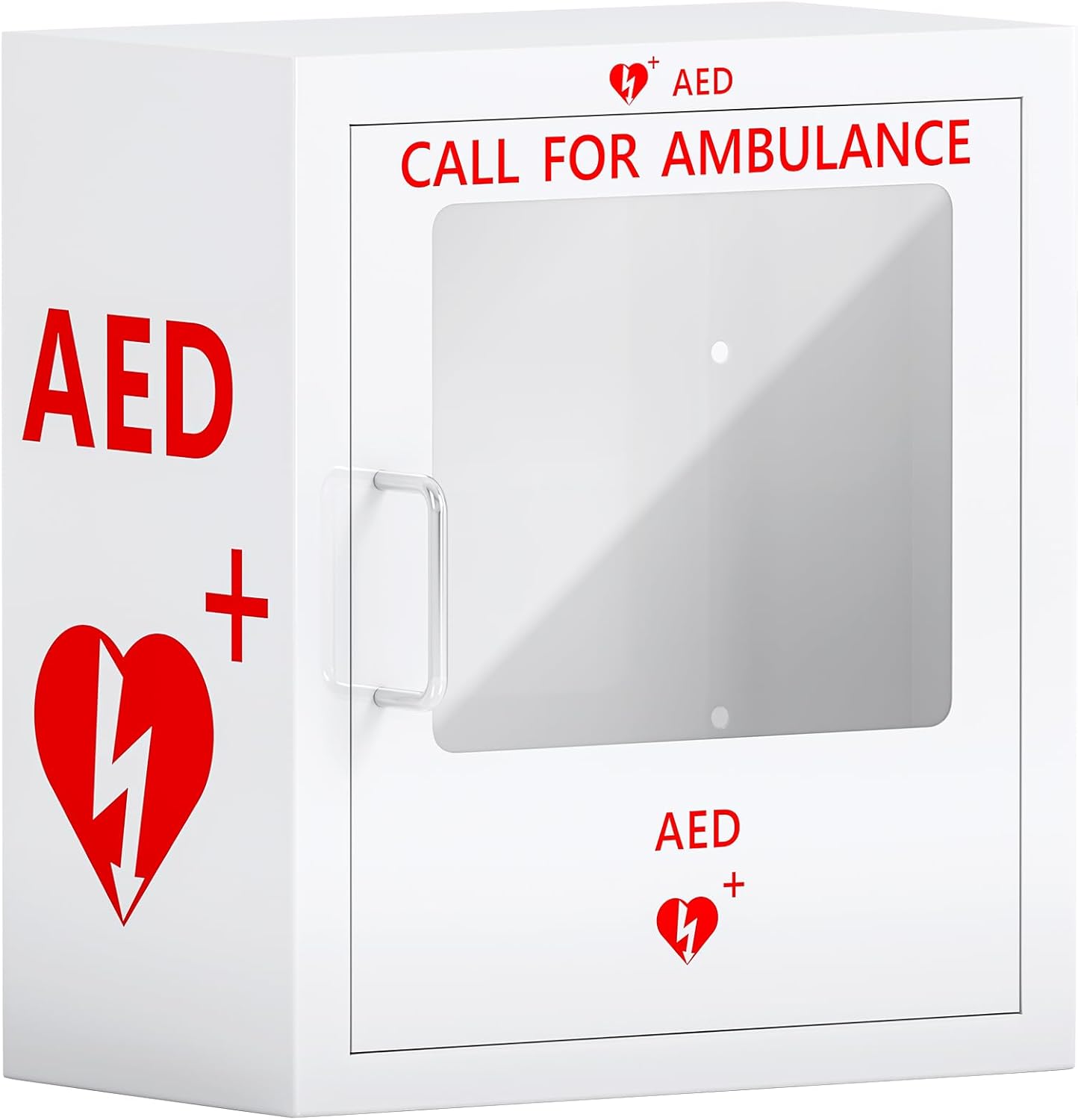 AED Defibrillator Cabinet Fits All Brands of AED, Clear Window Storage Cabinet with Handle & Snap Lock, for Home, Office, Hospital and Public Places, 14.2 x 7.9 x 15.8 Inch