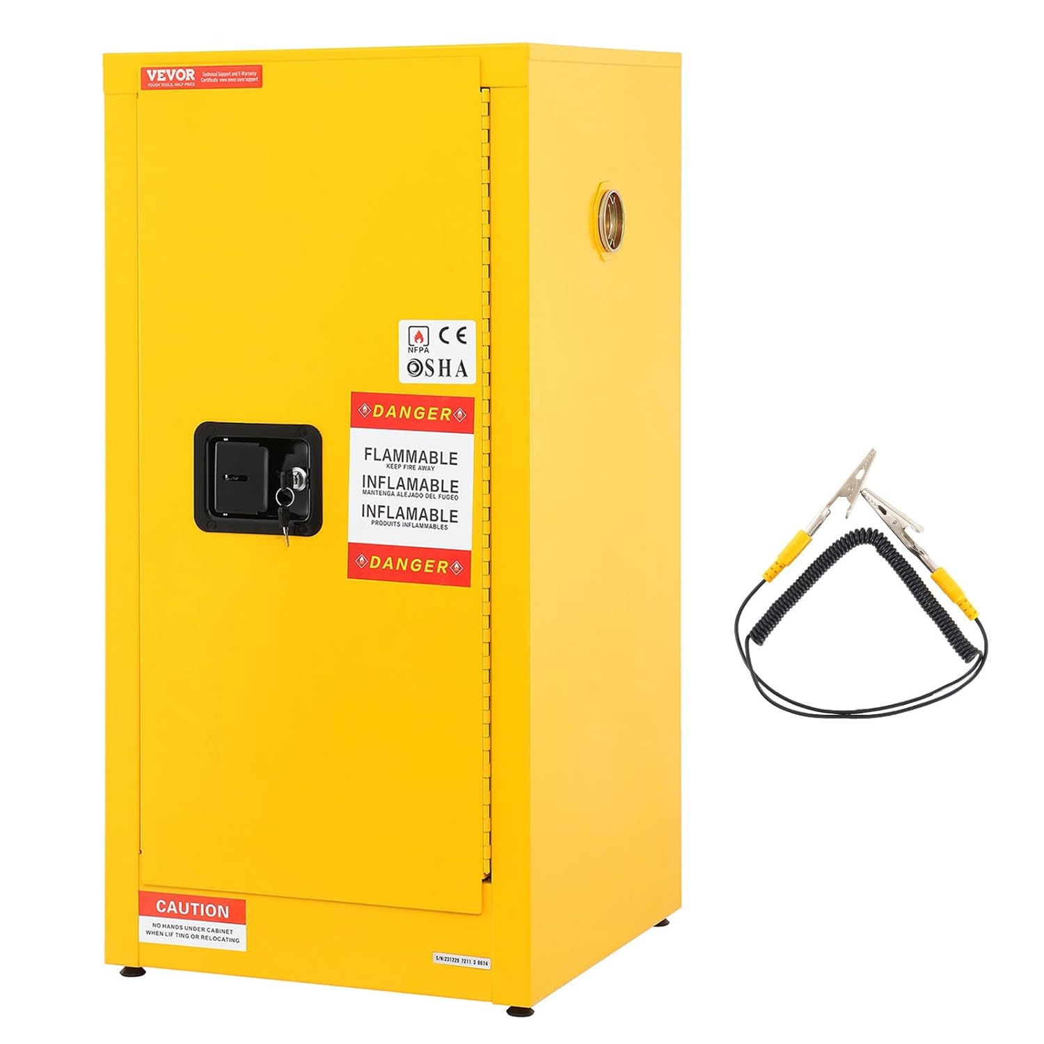 VEVOR Flammable Cabinet 18" x 18" x 35", Galvanized Steel Safety Cabinet, Adjustable Shelf Flammable Storage Cabinet, for Commercial Industrial and Home Use, Yellow: Industrial & Scientific