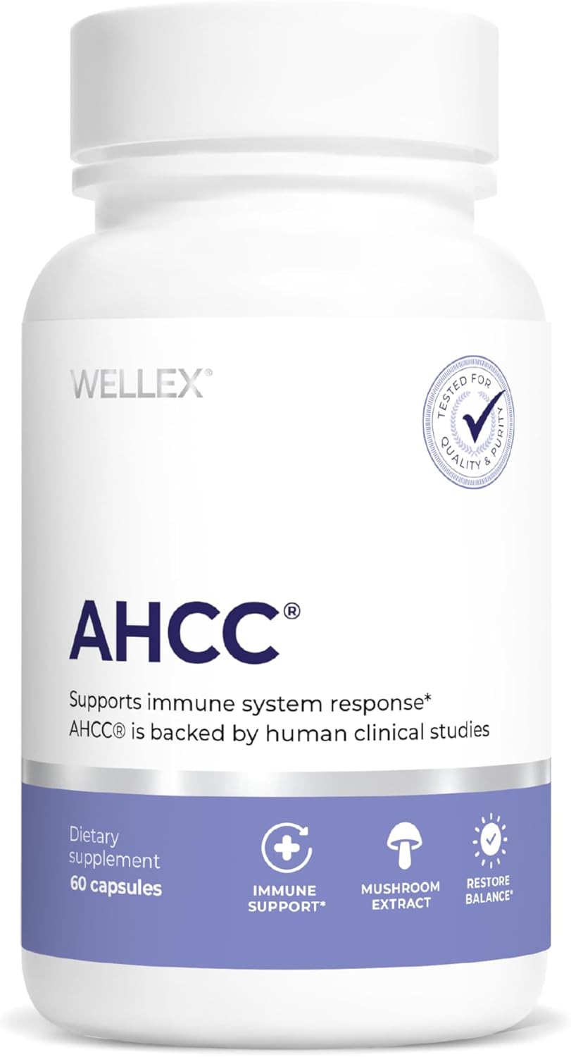 AHCC Food Supplement by Papillex - Maximum Strength - Immune Support - 20+ Human Research Studies - from Shiitake Medicinal Mushrooms - 60 Veggie Caps(1 Pack)