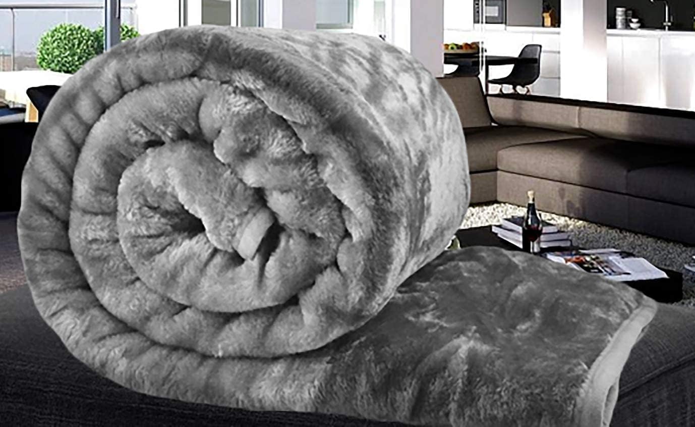 Artistic Fashionista* New Thermal Super Soft Velvet Faux Fur Mink Throw Blanket Soft Warm Thick Bed Sofa Cover Single Double King (King - 200x240cm, Charcoal Grey)