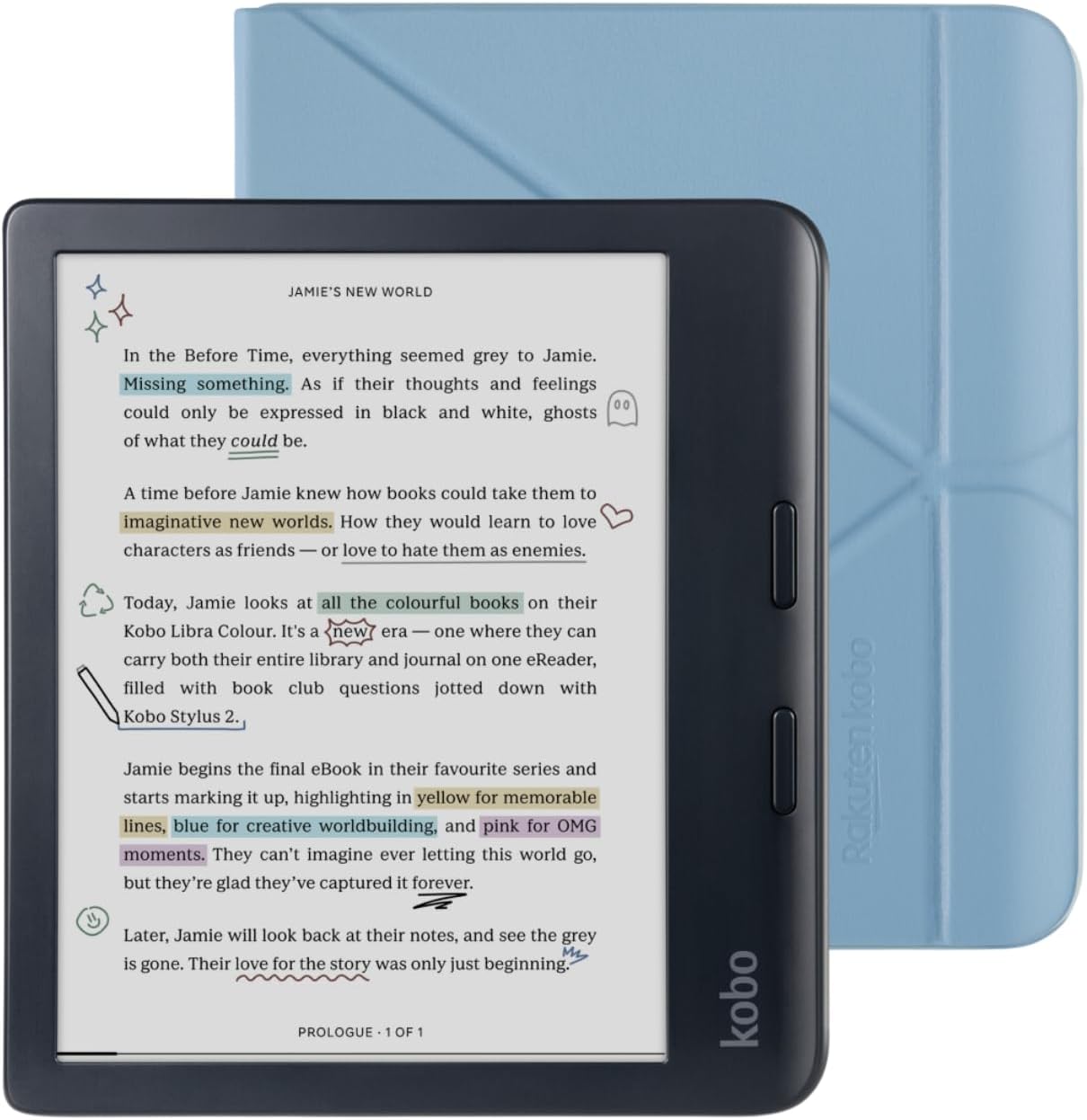 Kobo Libra Colour Black eReader with Case Bundle