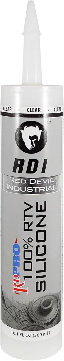 Red Devil 08260I RD PRO Industrial Grade RTV 100% Silicone Weather-Resistant Sealant, 10.1 oz. Tube, Clear, 1-Pack