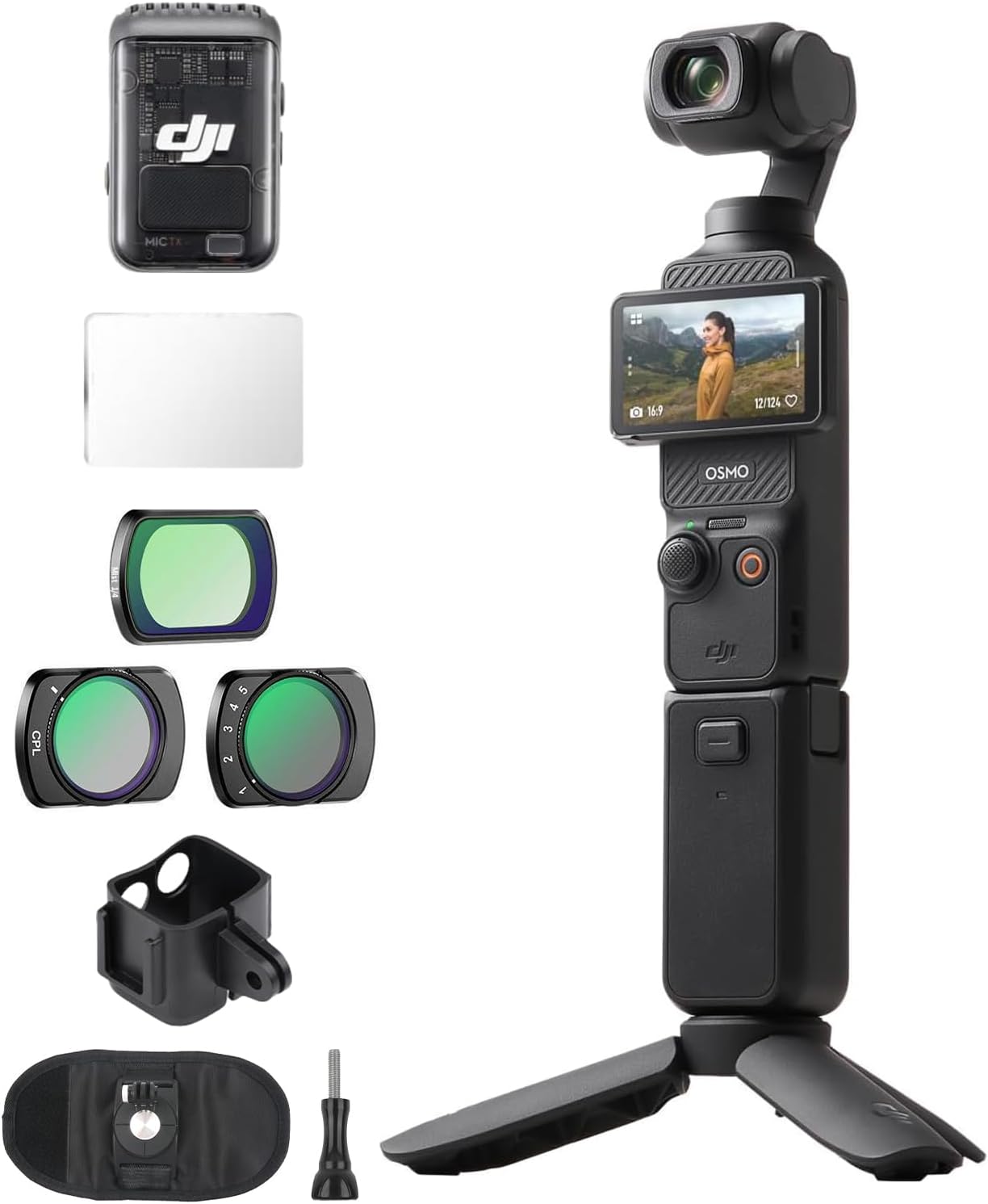 DJI Osmo Pocket 3 Creator Combo, Vlogging Camera with 1'' CMOS & 4K/120fps Video, 3-Axis Stabilization, Face/Object Tracking, Fast Focusing, Mic Included, Small Camera for Photography，Bundle