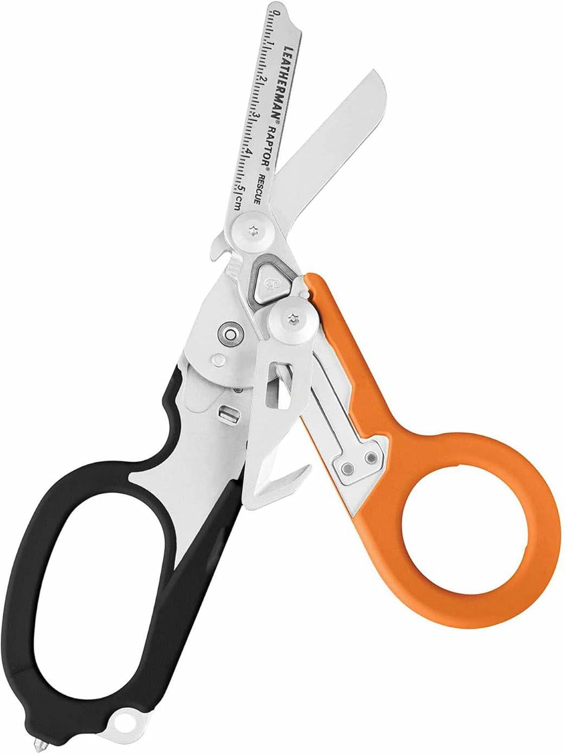 LEATHERMAN, Raptor Rescue, 6-in-1 Heavy-Duty Emergency/Trauma Shears with Carbide Glass Breaker & Strap Cutter, Made in the USA, Utility Holster Included, Black-Orange, With Utility Holster