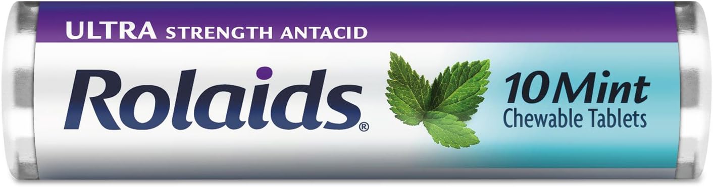 Rolaids R10034 Ultra Strength Antacid Chewable Tablets, Mint, 10/Roll, 12 Roll/Box