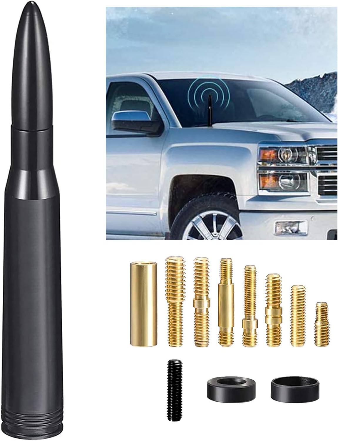 Car Truck Antenna Compatible for Chevy & GMC Trucks, 1500 2500 3500 HD Vehicle Antenna Mast Car Truck Antenna Replacement, Black