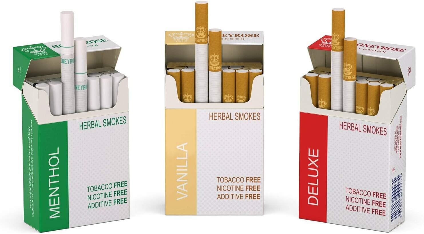 HONEYROSE 3 Packs Sampler Herbal Sticks, Menthol -Deluxe - Vanilla, Tobacco & Nicotine Free