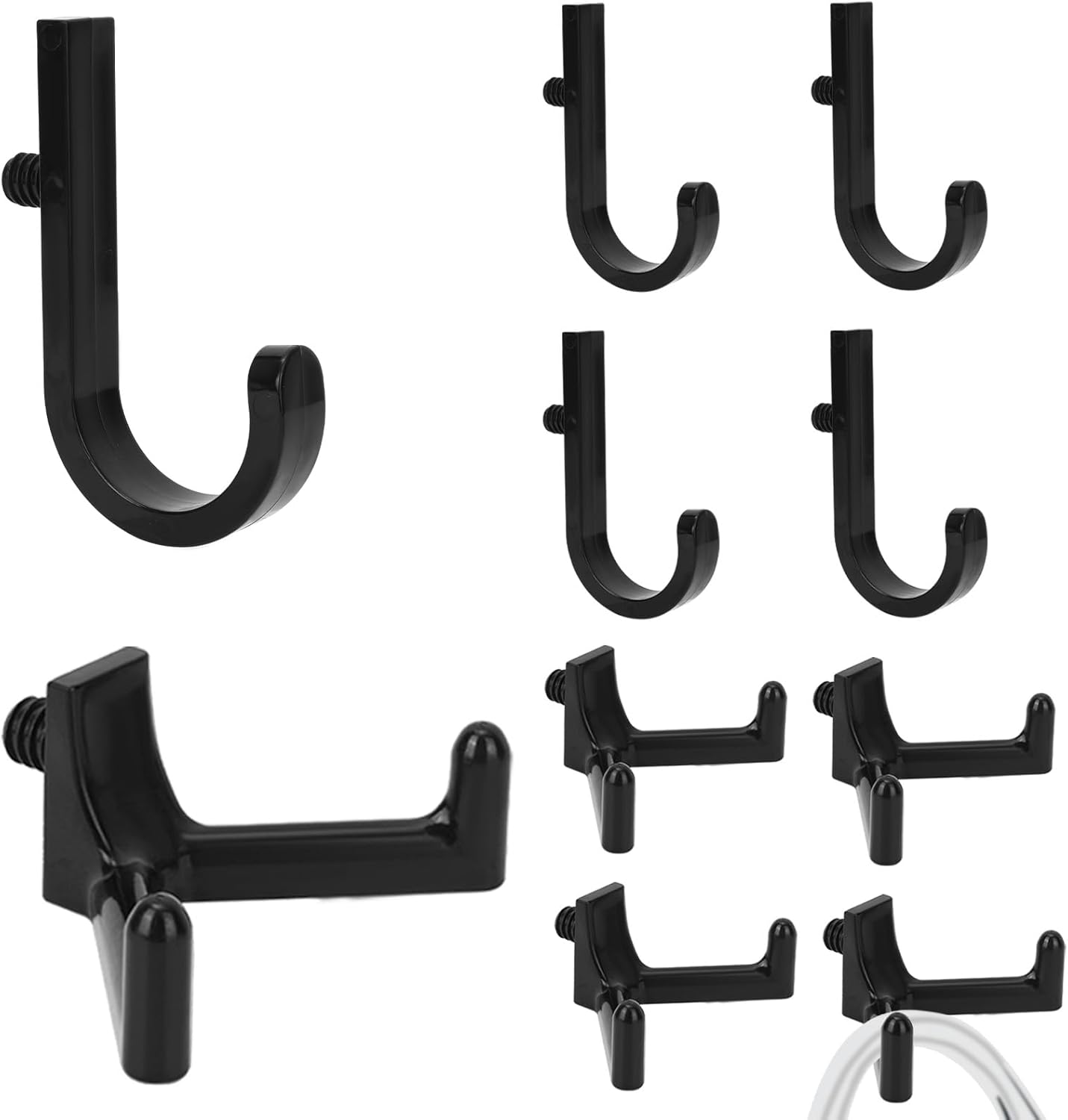BOXOB 10pcs Storage Shed Hooks for Suncast, Durable ABS J & V Shaped Wall Hanger Hooks Tool Organization Shelves Accessories Compatible with Suncast (Black)