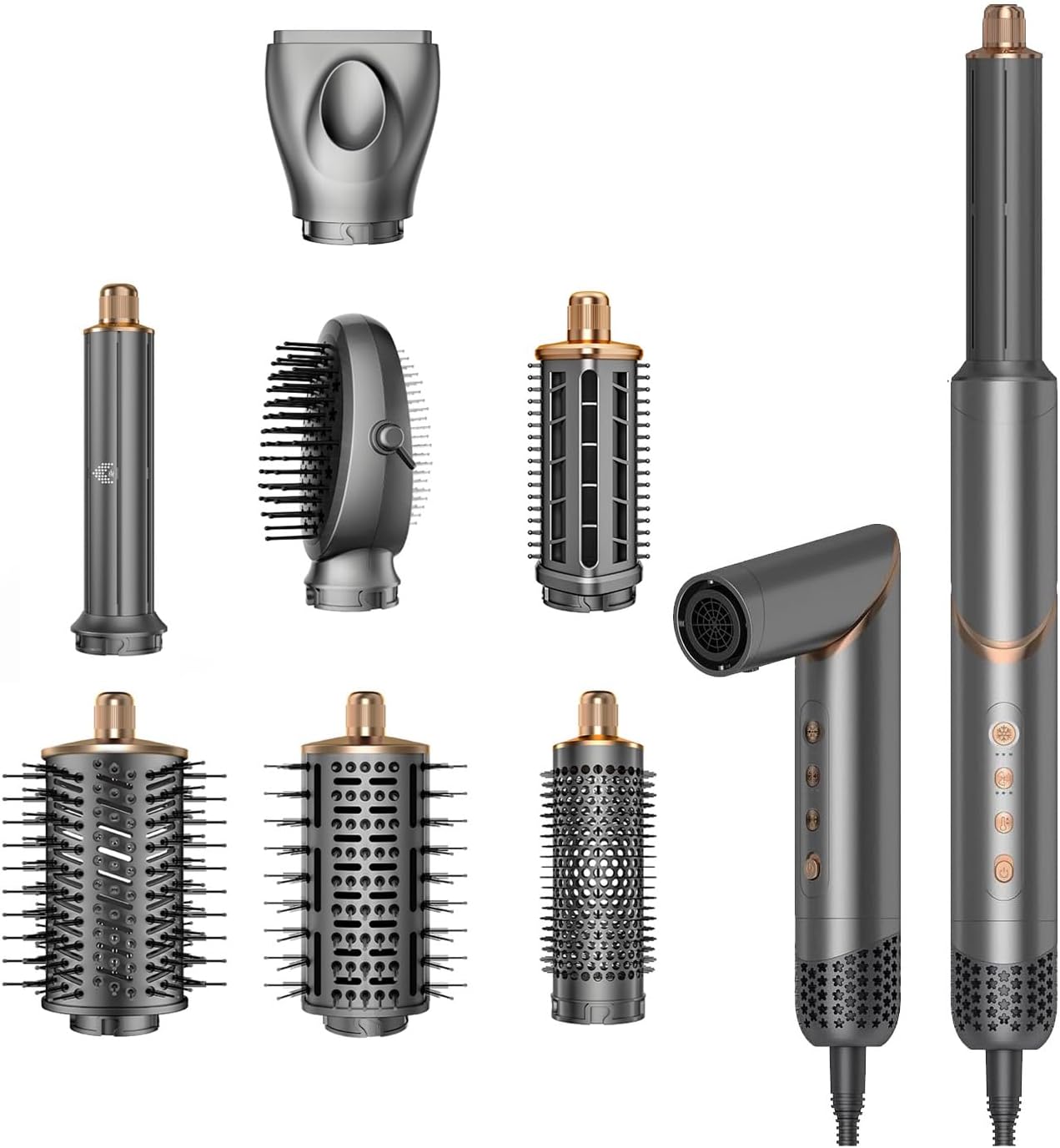 8 in 1 Hair Dryer Brush Set Air Hair Styler Curling Negative Ionic Foldable Hot Air Hair Dryer Brush, Hair Styling Tool for Curling Waves Straightening Volume Blowout Styles