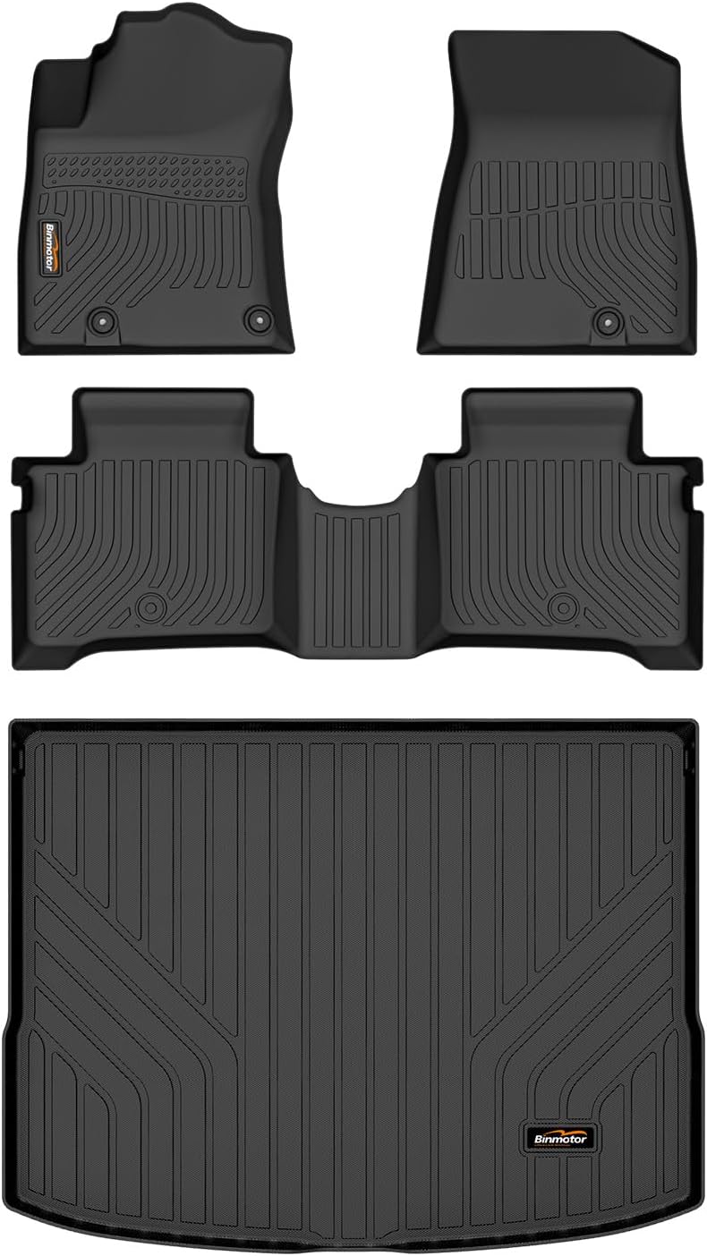 Binmotor-Floor Mats and Cargo Liner for 2023 2024 2025 Kia NIRO/Kia NIRO Hybrid (Not for EV & PHEV), Heavy Duty Car Floor Liners, All Weather Trunk Mat for Kia NIRO 2023 2024 2025 Cargo Mat-Black