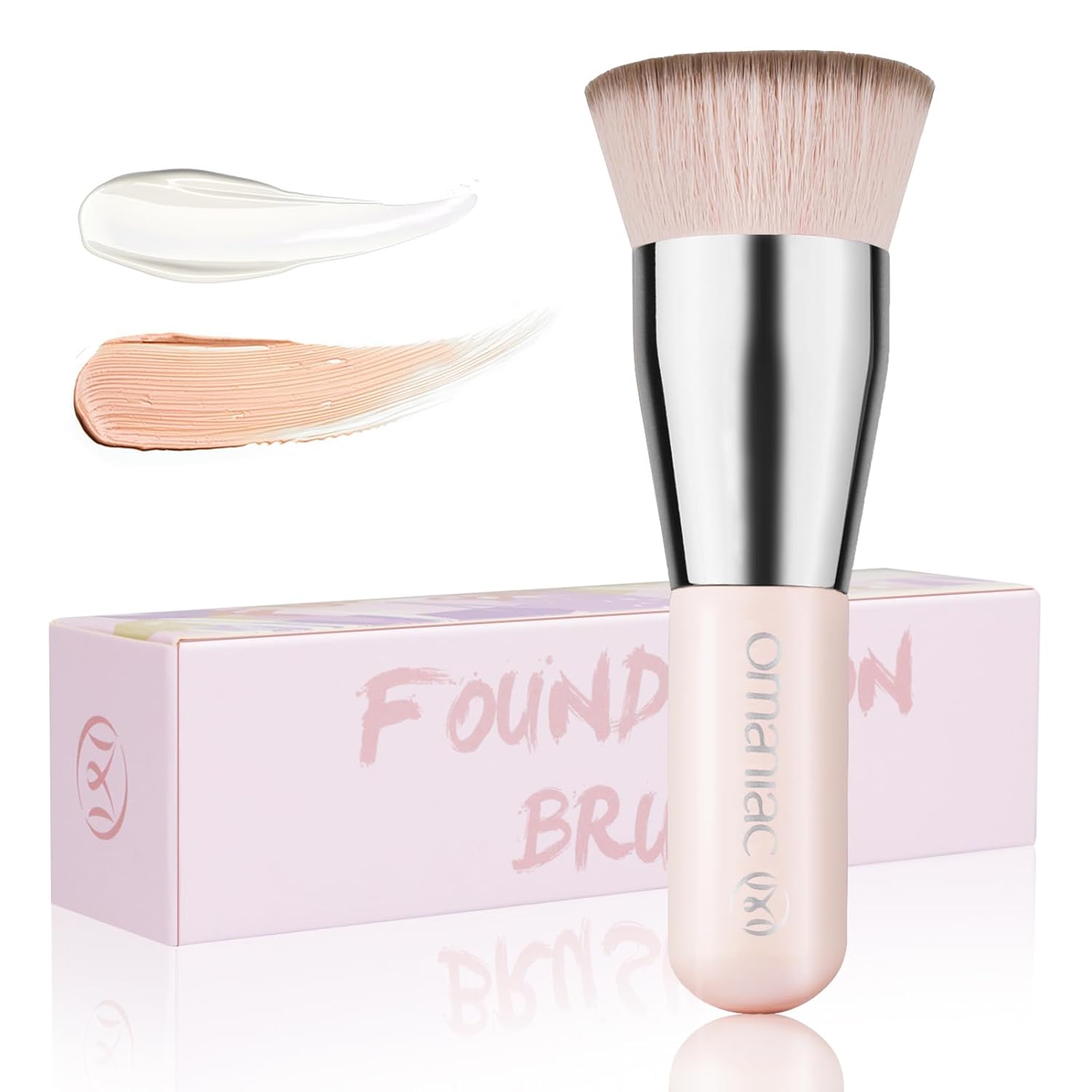 OMANIAC Makeup Brushes, Flat Top Pro Foundation Brush Concealer Brush Travel Make Up Brushes Flawless Brush Ideal for Liquid, Cream, Powder, Blending, Buffing, Concealer