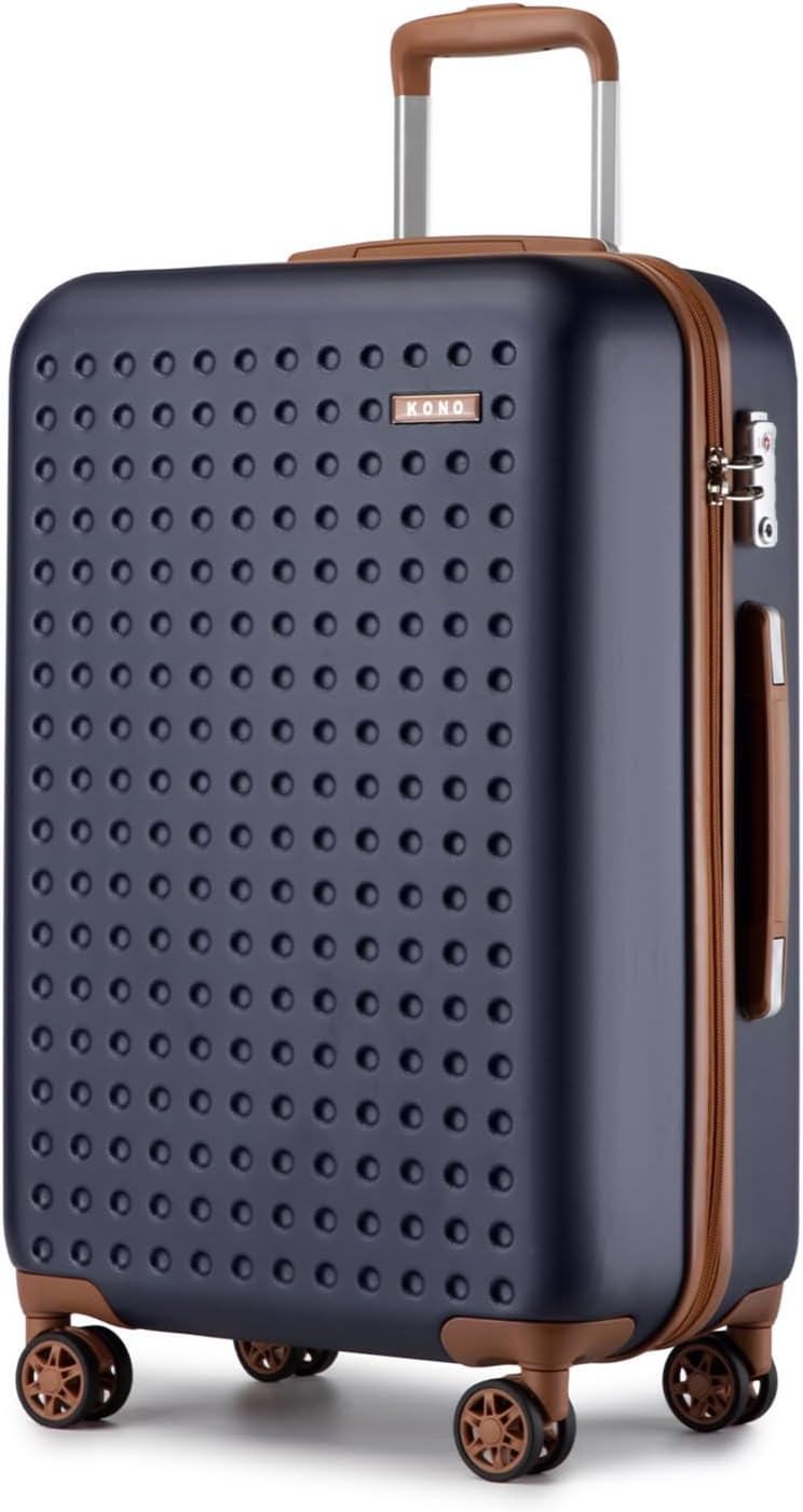 Kono Medium Suitcase 4 Wheels Durable ABS Hard Shell 24" Medium Luggage Suitcases Check in Hold Luggage with TSA Lock