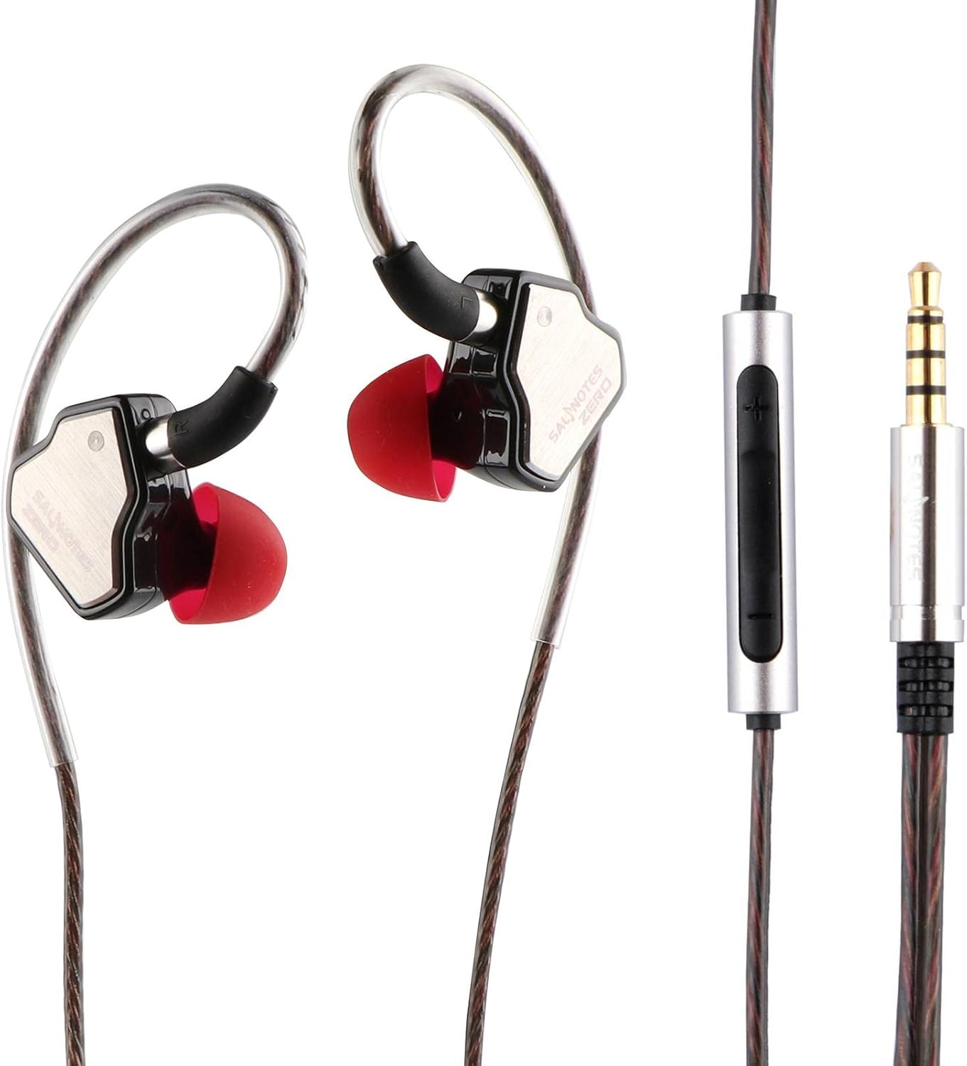 Linsoul 7Hz Salnotes Zero HiFi 10mm Dynamic Driver in-Ear Earphone IEM with Metal Composite Diaphragm Stainless Steel Faceplate Detachable 2Pin OFC Cable (Black, with Mic, 3.5mm)