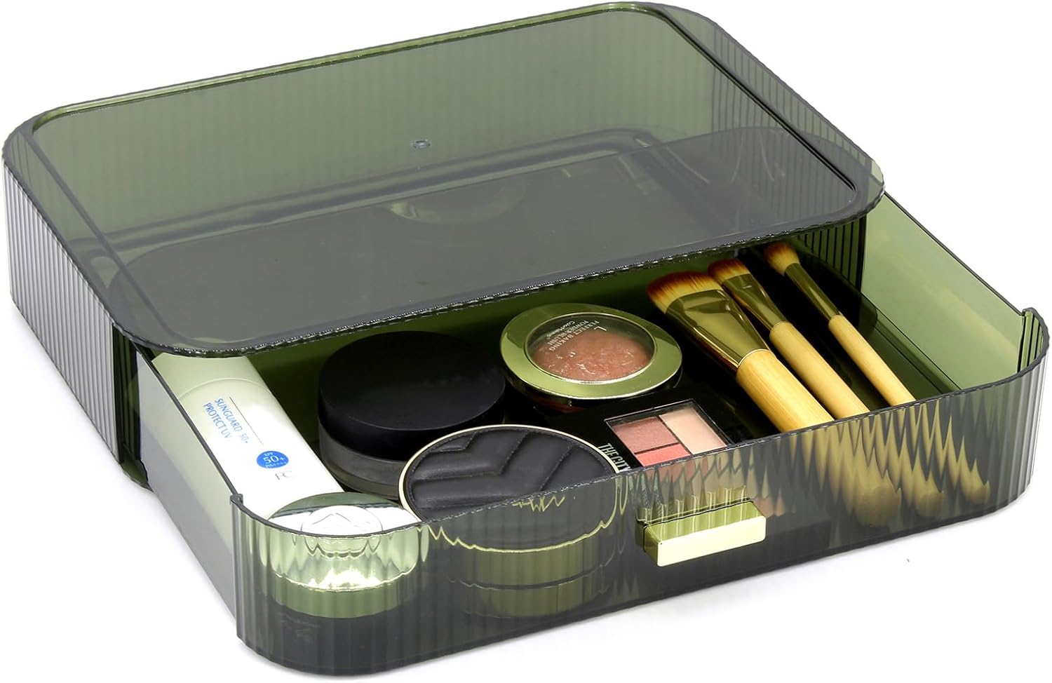 Makeup Organizer Drawers Stackable, Bathroom Vanity Organizers and Storage, Great for Cosmetics, skincare, Lipsticks, Nail Care (Green,1 Drawer)