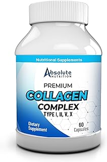 Multi Collagen Complex Capsules - Collagen Peptides Pills with Hyaluronic Acid, Type I, II, III, V, X Collagen - 60ct Supplement for Hair, Skin, Nails & Joint Health - Men & Women