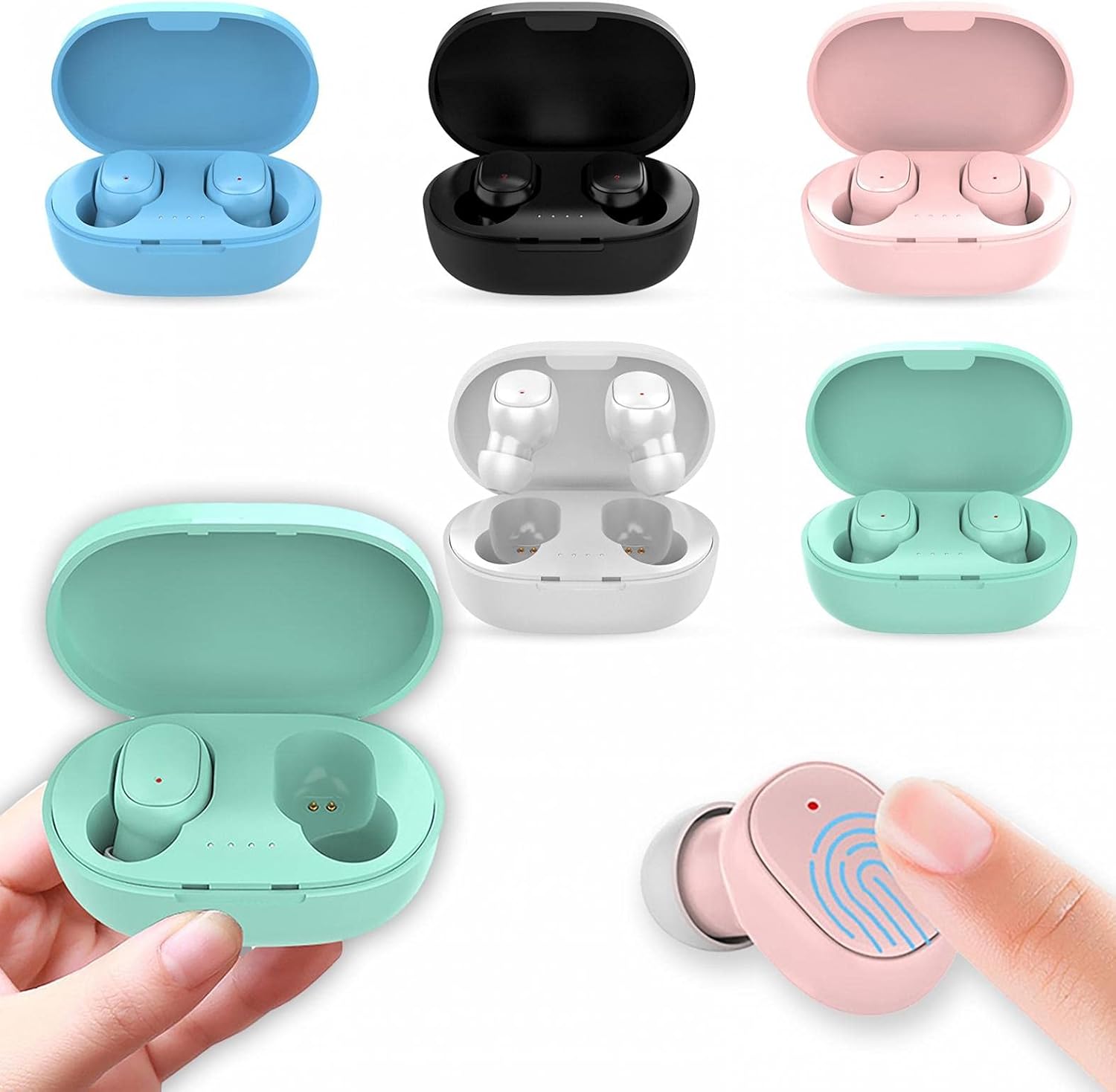 Sbyhbhyds Bluetooth Earphones Wireless Headphones, in-Ear True Earbuds with Charging Case,Built-in mic,Stereo Sound IPX4 Waterproof Portable Sports Headset,Noise Cancelling,Touch Control,Deep Bass