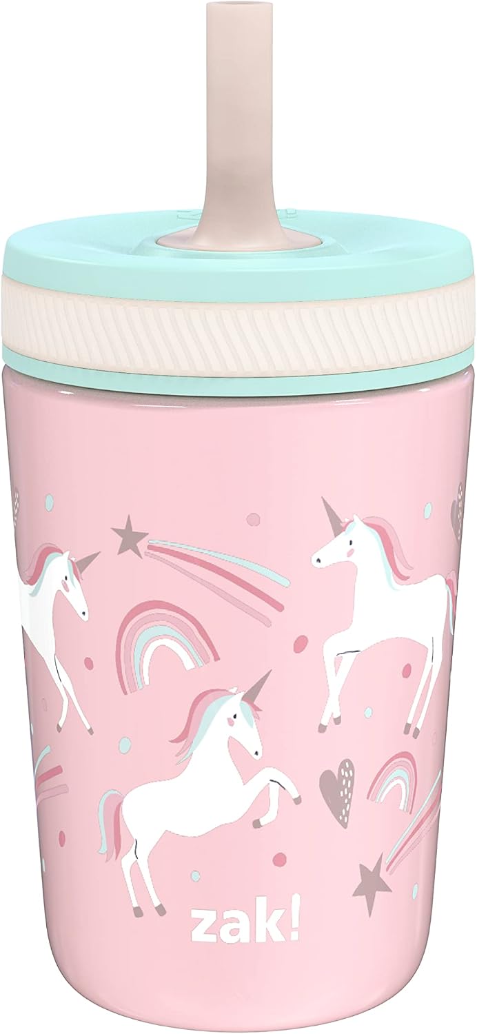 Zak Designs Fanciful Unicorn Kelso 12oz Leak-Proof Toddler Straw Cup