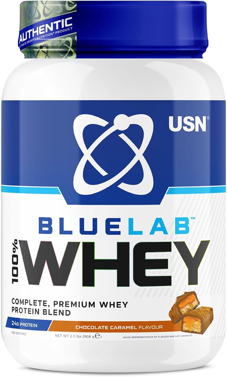 USN Blue Lab Whey Protein Powder: Chocolate Caramel - Whey Protein 2kg - Post-Workout - Whey Isolate - Muscle Building Powder Supplement With Added BCAAs