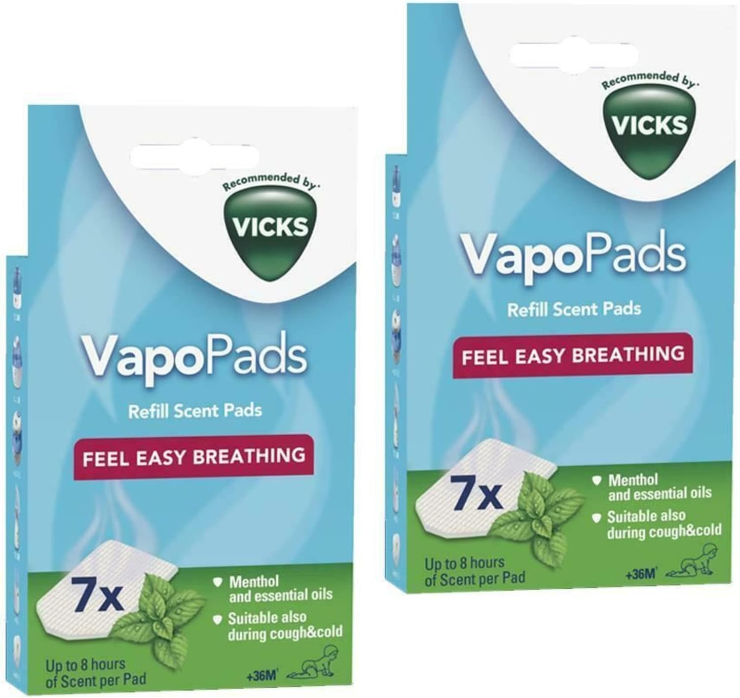 MM Vicks VapoPads Menthol - Scented Pads with Essential Oils - Pack of 2 | Soothing Vapour Pads for Cough & Cold Relief