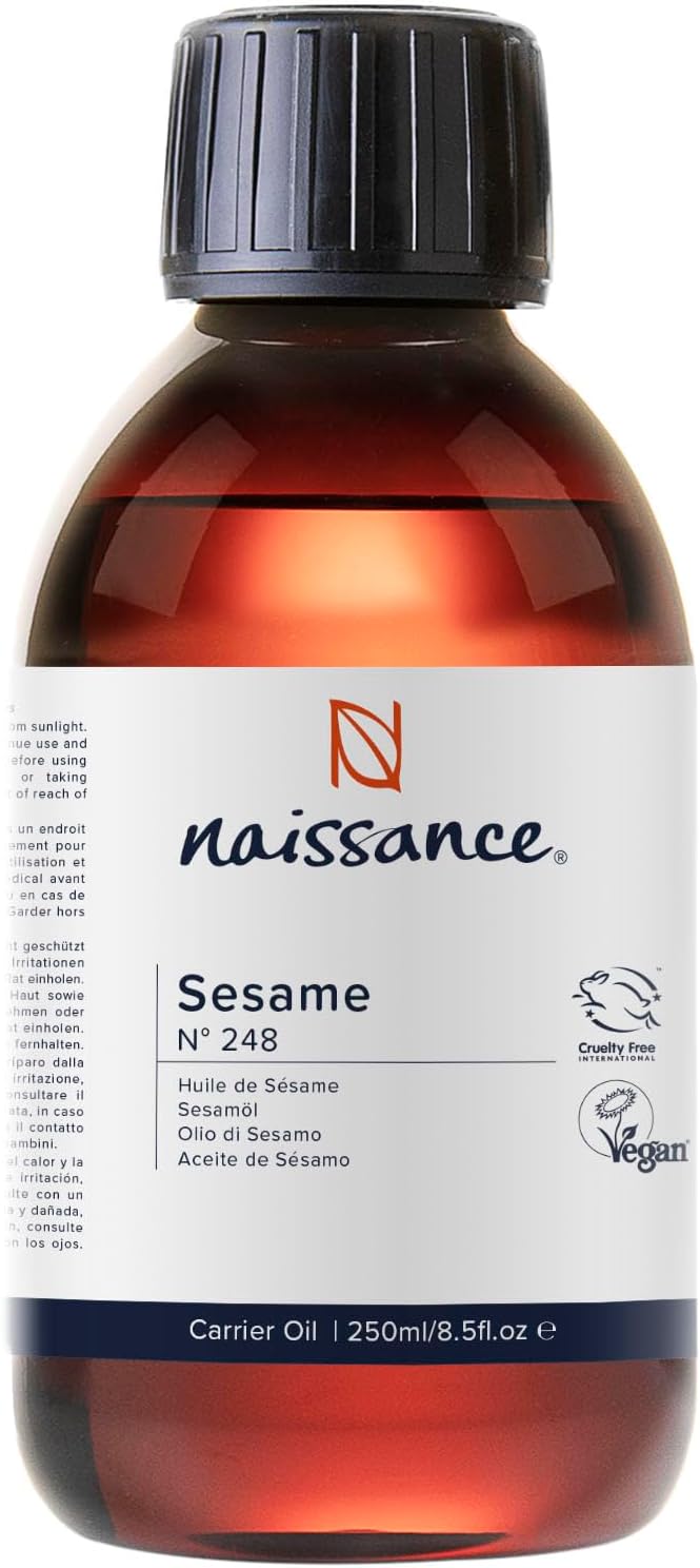 Naissance Sesame Seed Oil (No. 248) - 450ml - Natural Moisturiser For Skin, Face, Beard, Nails, Hair, Body - Massage, Aromatherapy, DIY Beauty, Conditioner - Vegan, No GMO