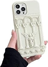 Ownest Compatible for iPhone 14 Pro Max Case with Silicone 3D Cute Angel Statue Retro Pattern Fashion Simplicity Design Aesthetic Women Teen Girls Phone Shockproof Cover -Whtie White