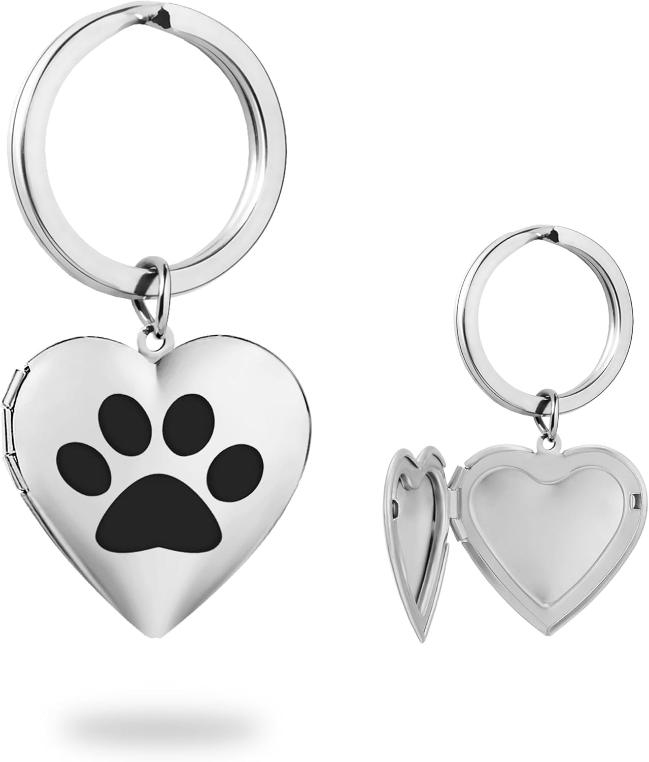 PHOCKSIN Silver Heart Locket Keychains For Women Black Silver Locket Key chain that Hold Pictures Photo Keychain as Gifts